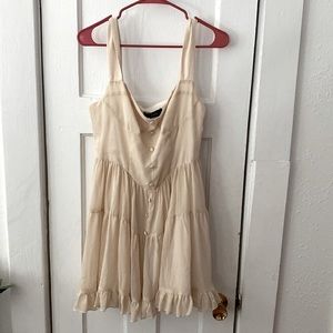 Cider Off-White | Cream Babydoll Dress w/ Front Button Details (L)